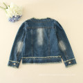 children jeans winter appliqued flowers jackets girls high quality jeans outfit autumn fashion jeans jackets wholesale